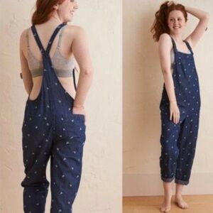 Aerie Denim Floral Romper Overall | 100% Cotton | Women’s L